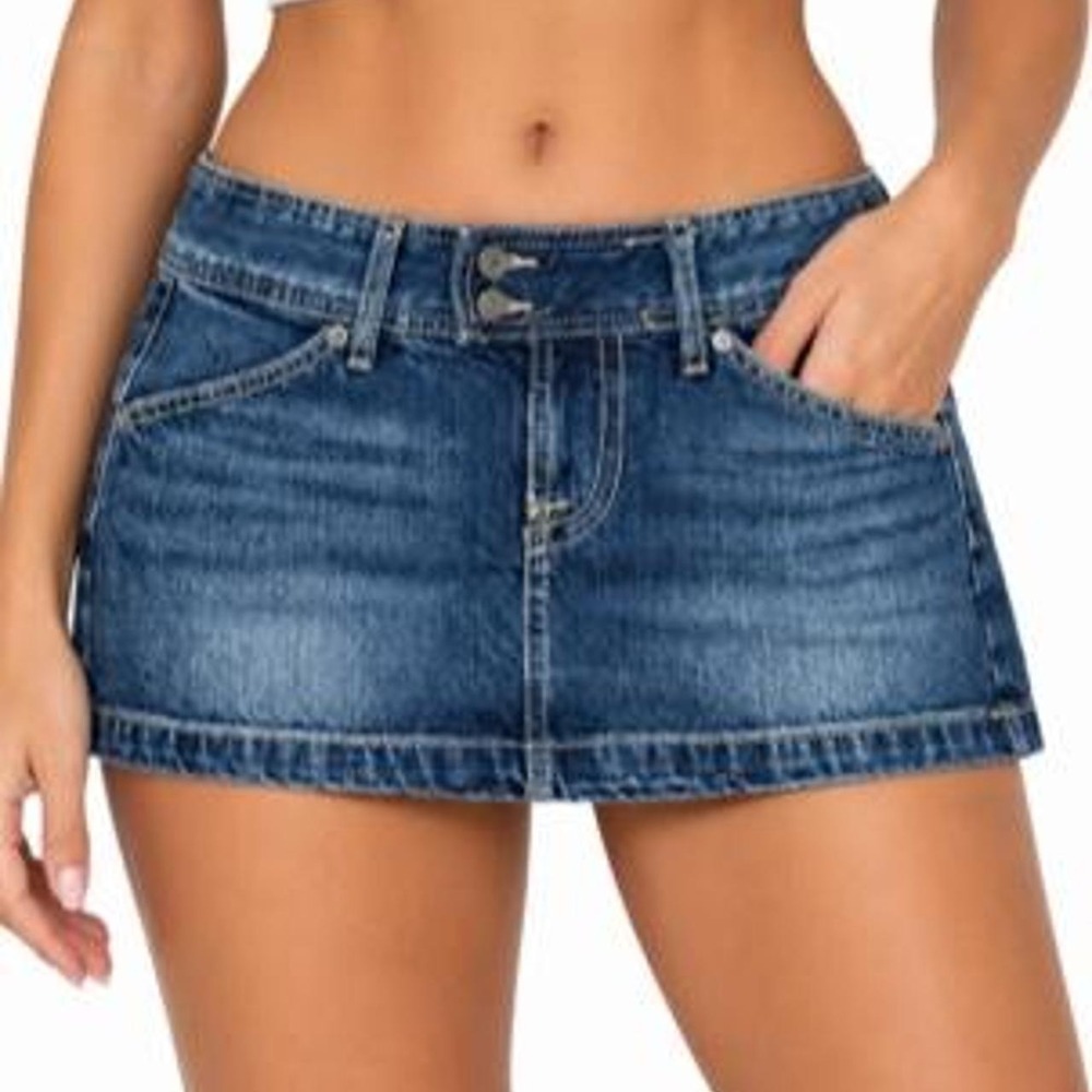 Wild Fable Women's Denim Micro Mini Skirt with Pockets Literally Low Mini Skirt